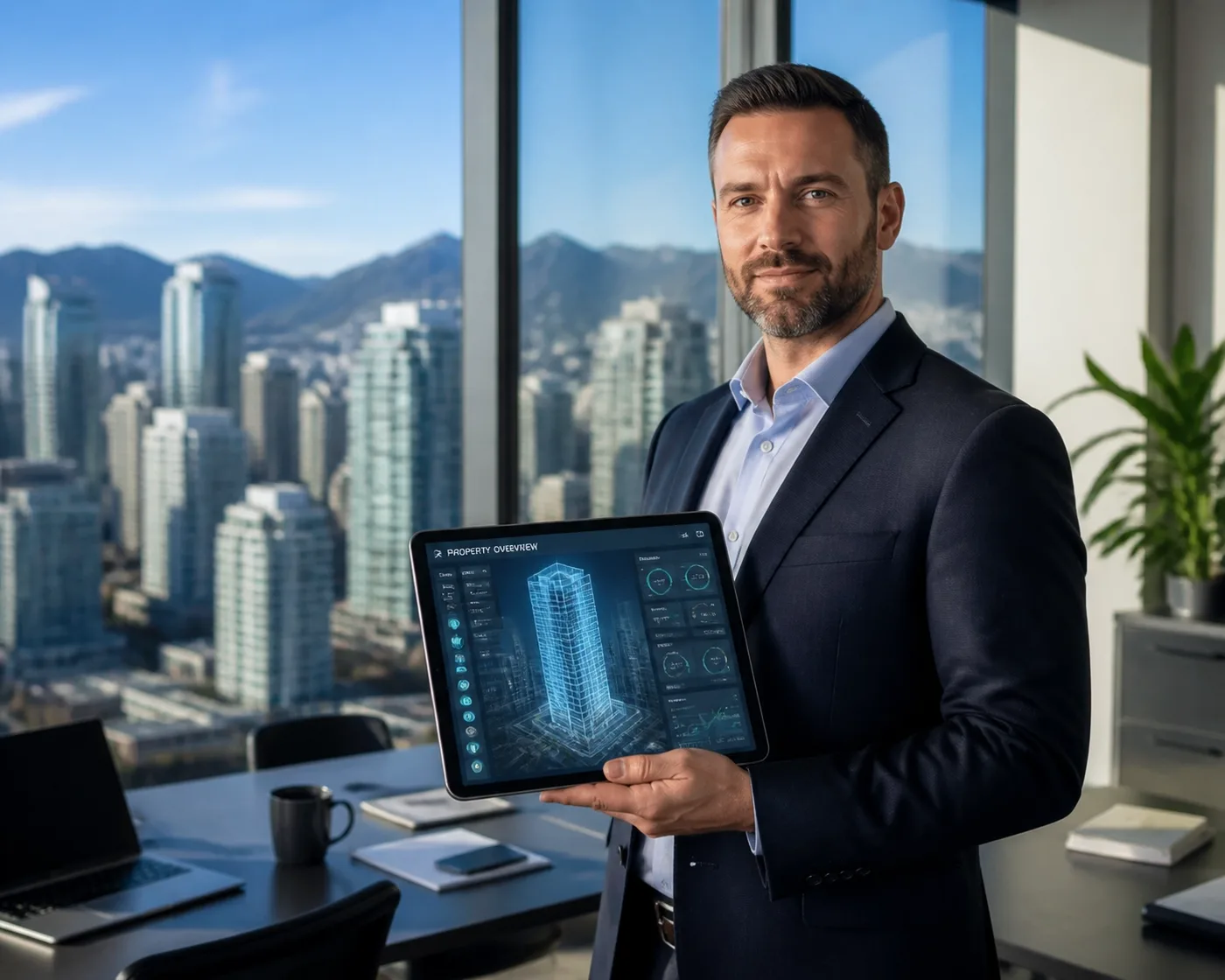 Vancouver property manager using a commercial leak detection system dashboard to monitor apartment water sensors.
