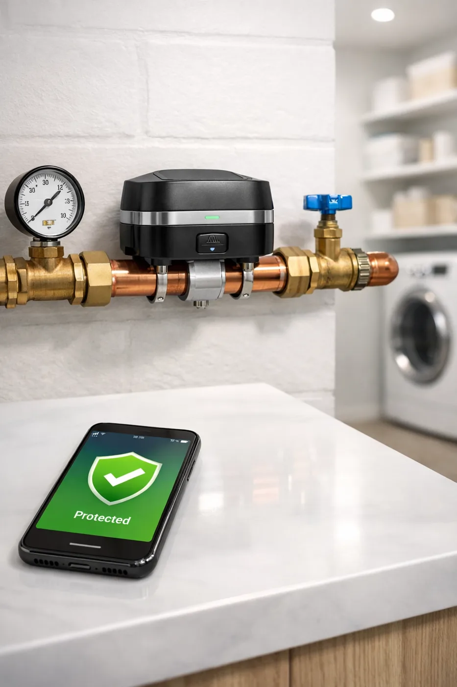 Smart water shut off valve and leak detection app for remote monitoring in Burnaby buildings.