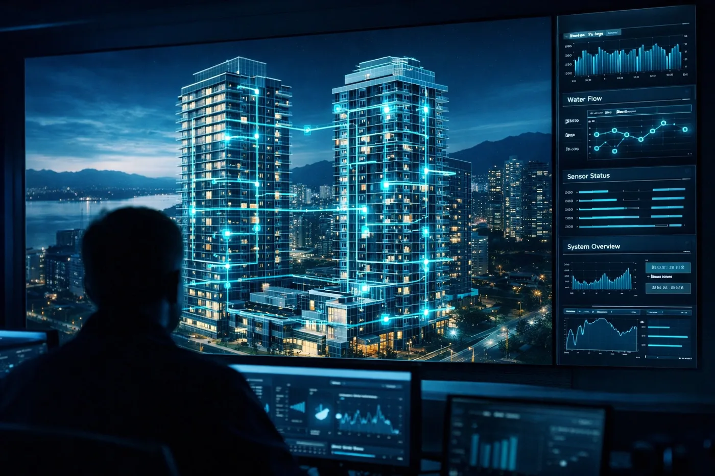 24/7 water monitoring hub providing real-time leak detection and building protection for Vancouver high-rises.