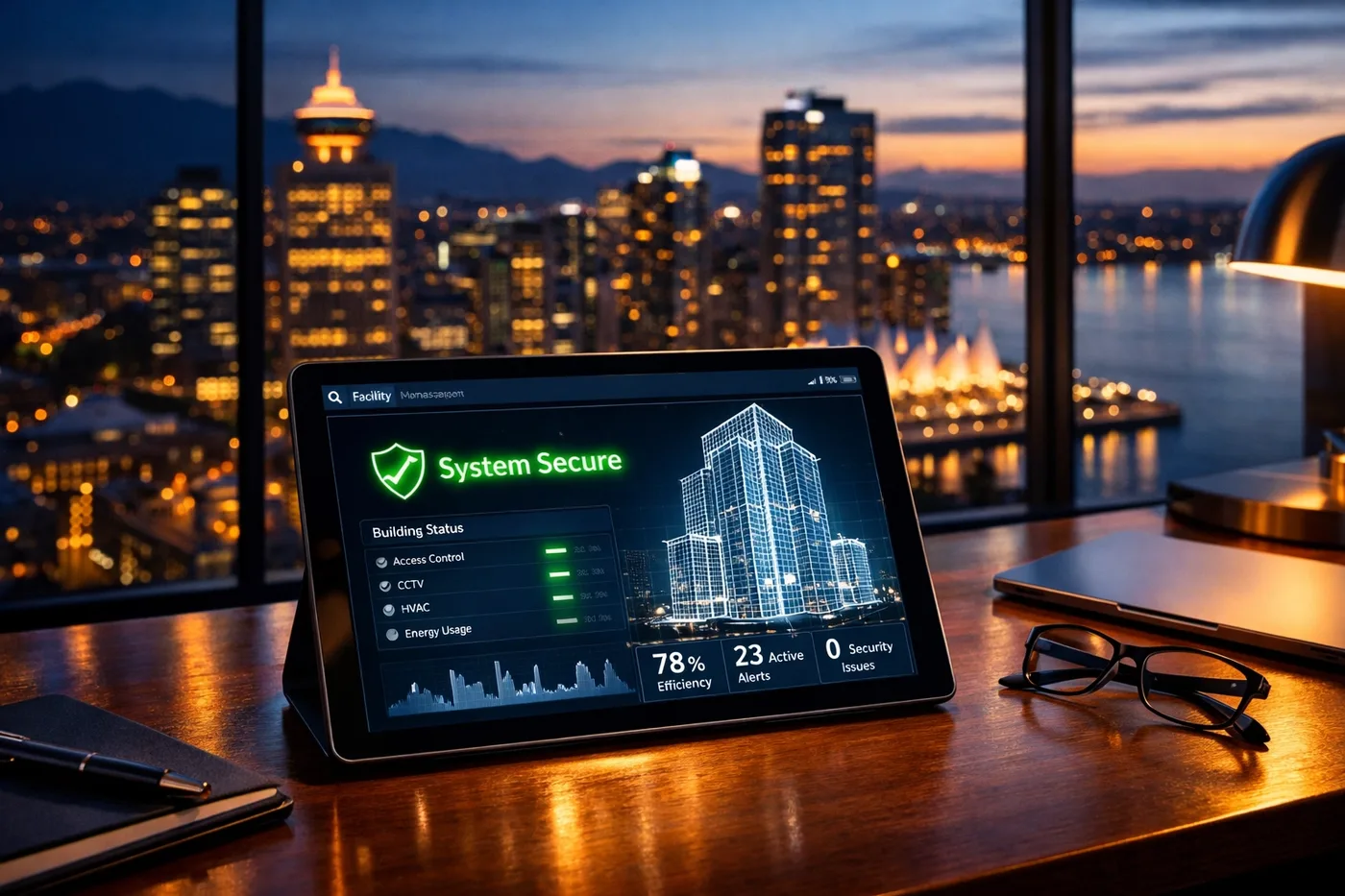 Vancouver hotel water management dashboard monitoring a high-rise leak detection system for asset protection.
