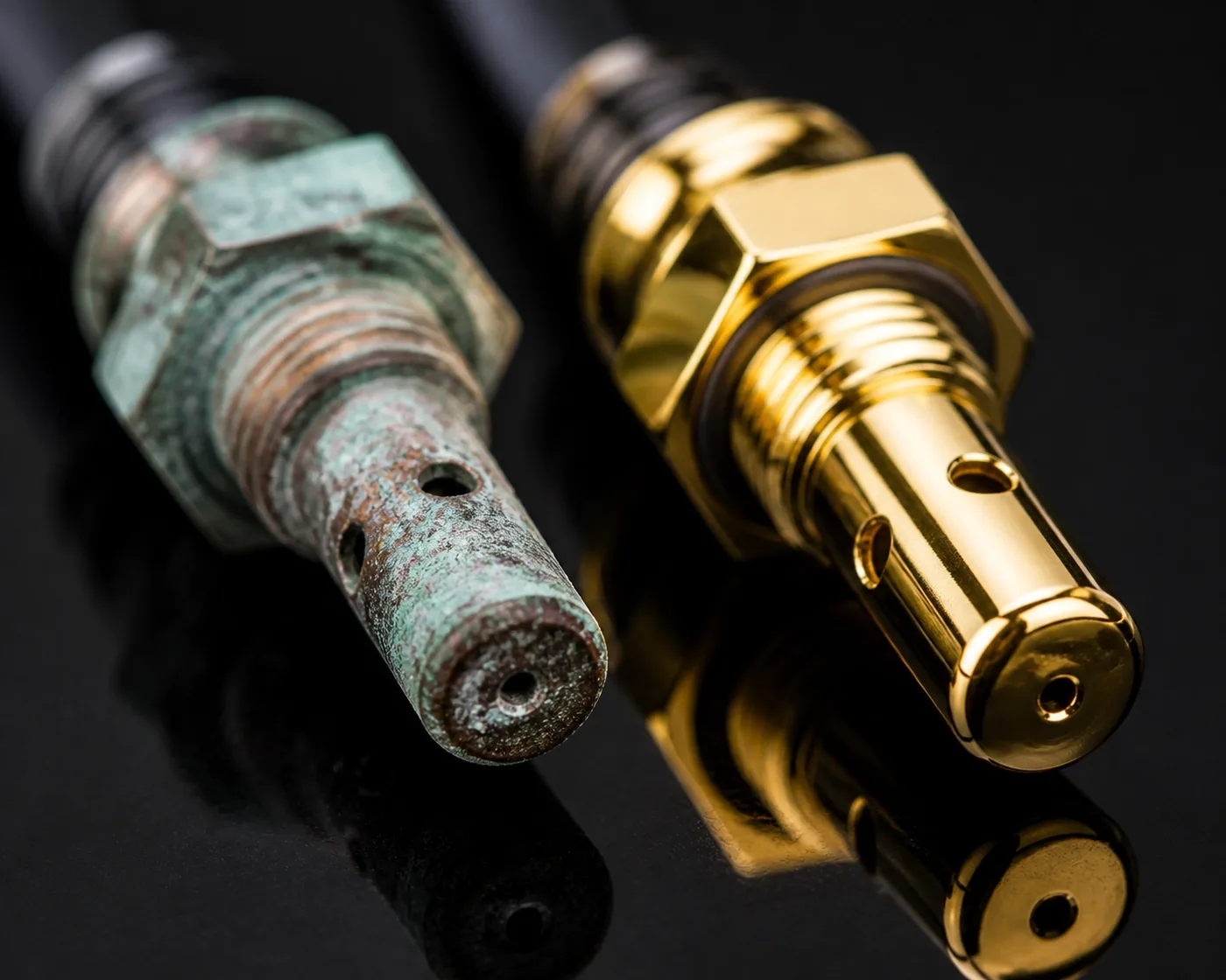 Comparison of an oxidized sensor versus a gold-plated condo water leak detection sensor for strata buildings.