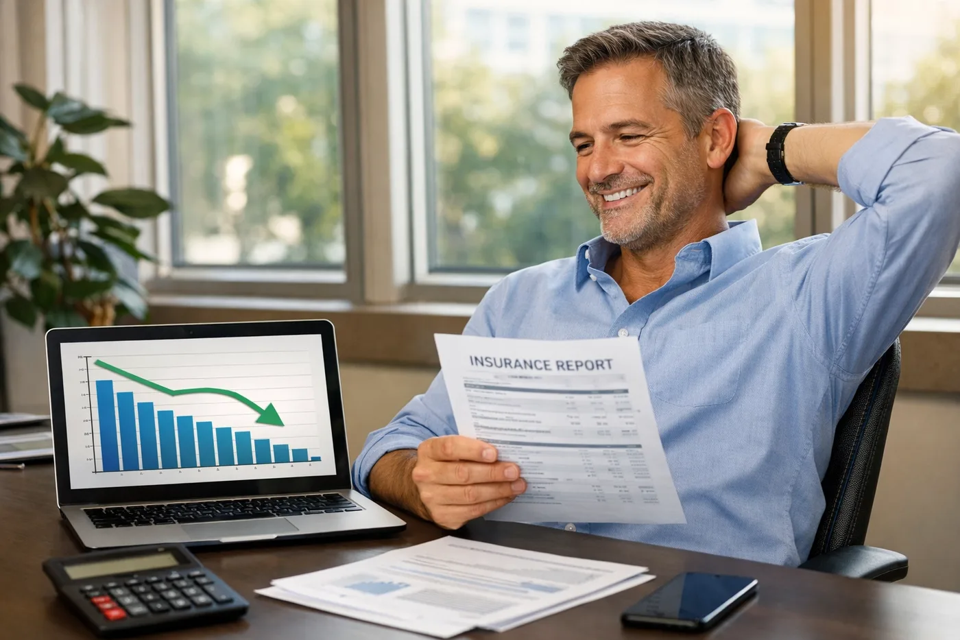 Property manager reviewing reduced insurance claims after installing leak detection