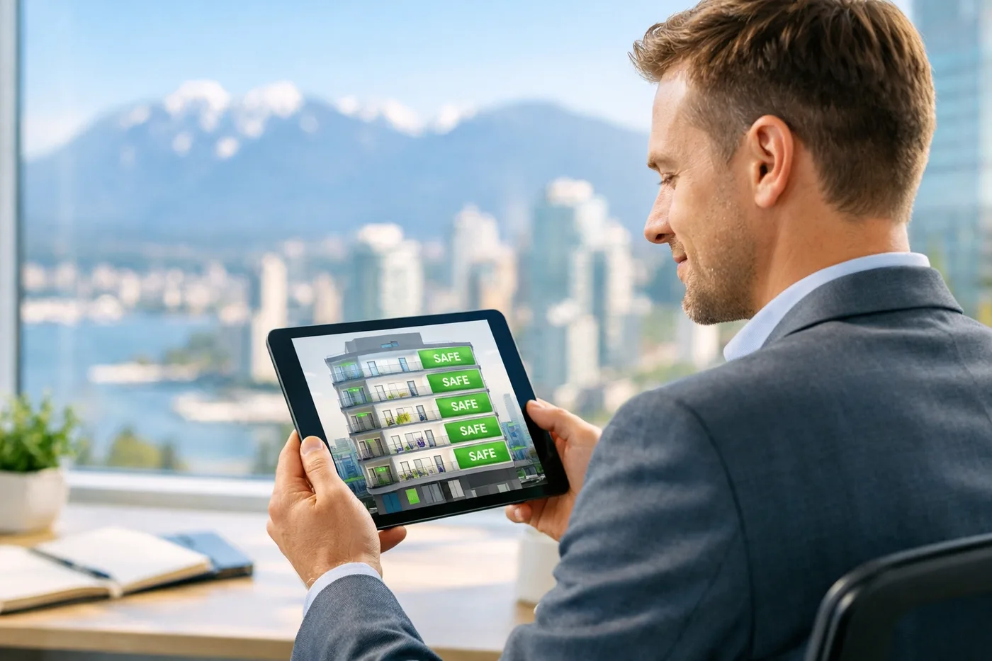 Property manager in Vancouver using a real-time monitoring dashboard to track building water safety.
