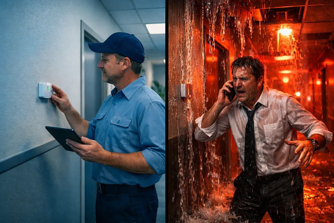 Comparison of proactive leak detection vs water damage emergency response in commercial building